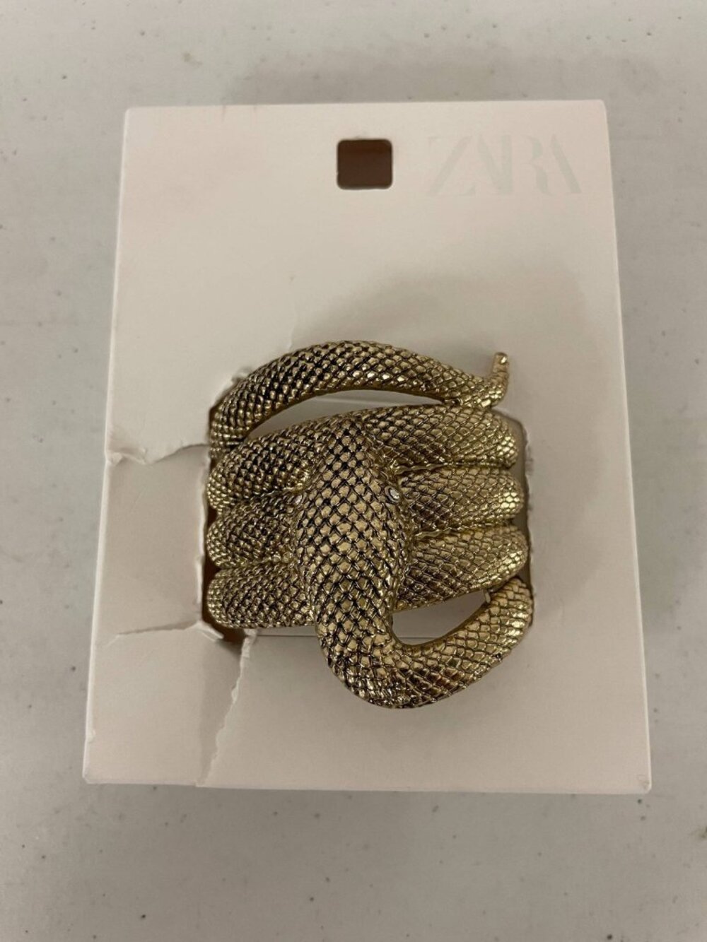 Zara Textured Snake Wrap Cuff Bracelet Gold New With Tags
